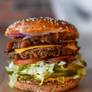 big burger with bun, 2 patties, lettuce