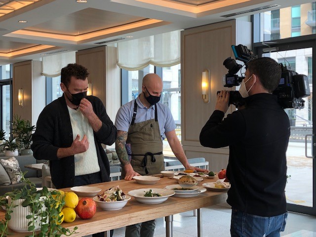 Tim Bolen and Chef Jamie and cameraman Luke at Isabelle